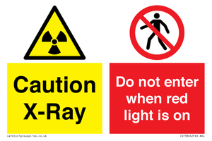 Caution X-Ray. Do not enter when red light is on